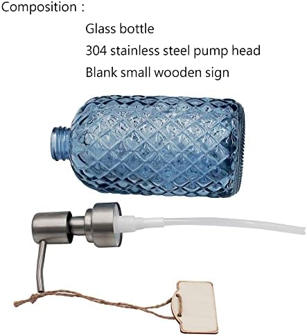 16oz Diamond Pattern Glass Soap Dispenser with Rust Resistant Pump - Image 4