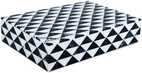 Handicrafts Home Black White Small Trinket Jewelry Box with Lid, 5x7x1.5 In by HandicraftsHome