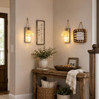 Rustic Mason Jar Sconces Wall Decor, Grey, Set of 2 - Image 4