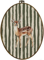 dvhdajed Vintage Olive Deer Oval Wall Art Decor, Deer Nursery Decor,Farmhouse Reindeer Framed Canvas Art, Retro Rustic Reindeer Wall Hanging Decoration for Kitchen Living Room Bathroom, 8.7x11.3 In by dvhdajed