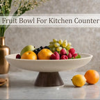 LIN CHUAN Large Decorative Bowl, Resin Pedestal Fruit Bowl, Brown - Image 3
