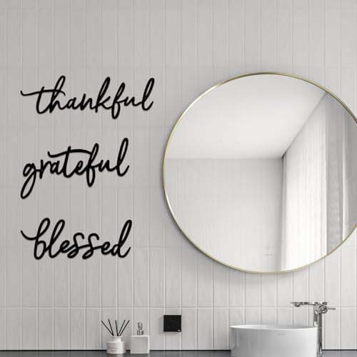 Thankful Grateful Blessed Letter Sign Metal Wall Decor, 3 Piece Black Letters Wall Art for Bathroom Bedroom Metal Words Wall Decor for Home Decor - Image 4