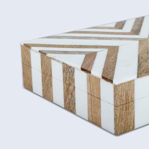 Handicrafts Home Small Jewelry Trinket Decorative Wood Box with Lid,5x7x1.5 - Image 5