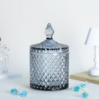 Sizikato Diamond Faceted Glass Candy Jar with Lid, 10oz Grey Decorative Jar, Nut Jar, Dried Fruit Storage Jar. - Image 5