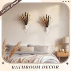 Jexine 2 Pcs Hanging Artificial Planters Wall Decor, White, Pampas - Image 5