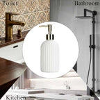 Soap Dispenser 14Oz White Glass Hand Soap Dispenser for Kitchen Countertop - Image 4