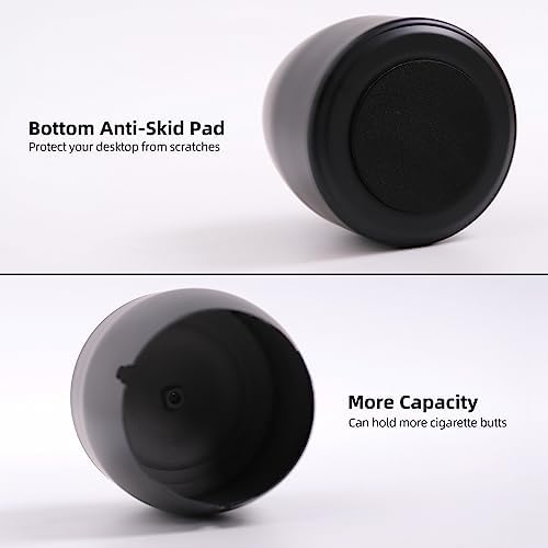 Ashtray with Lid for Cigarette, Stainless Steel Smokeless Odorless Windproof Ashtrays for Home Office Tabletop Outside Patio Outdoor Balcony(3.54"x3.0"x3.38") - Image 3
