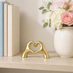 Heart Shaped Hand Statue, Gold Home Decor Accents for Living Room Coffee Table TV Cabinet Bookshelf Office entryway Desktop Shelf Small Sculpture Home Decor. - Image 3