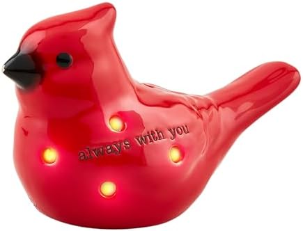 Mud Pie Light Up Cardinal Sitter, Red Ceramic LED Cardinal Bird Decor by MudPie