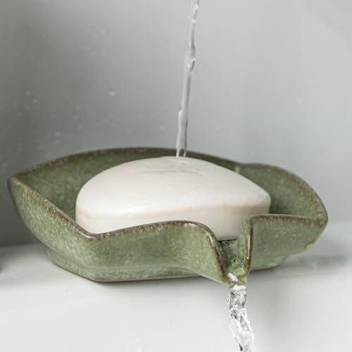 Zoeeker Self Draining Soap Dish, Ceramic Bar Soap Holder with Drainage by LAUCHUH