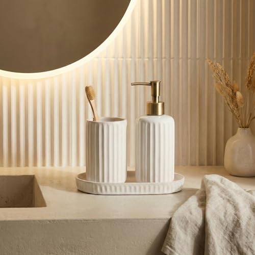 Sand White Oval Ceramic Vanity Tray for Bathroom Counter, Soap Dish - Image 6