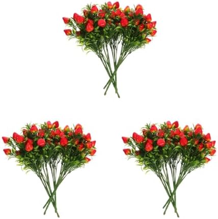 Cabilock 15pcs Artificial Strawberry Stems - Faux Strawberry Bunch, Rustic Fake Fruit Branches for Home Decor Party Centerpieces Photography Props by cabilock