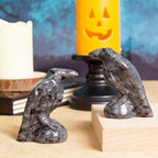 Shimmer Stone Raven Statue Gothic Witchy Decor Hecate Altar Crystal - Image 3