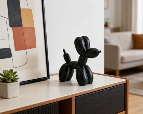 4 Inch Matte Black Balloon Dog Sculpture - Image 5
