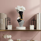 Lescafita African Woman Art Sculpture with White Flower Crown, Black and White Art Statue,Elegant African-Inspired Art Gift Suitable for Various Settings Such as Home, Bookshelves, desks, or Offices - Image 4