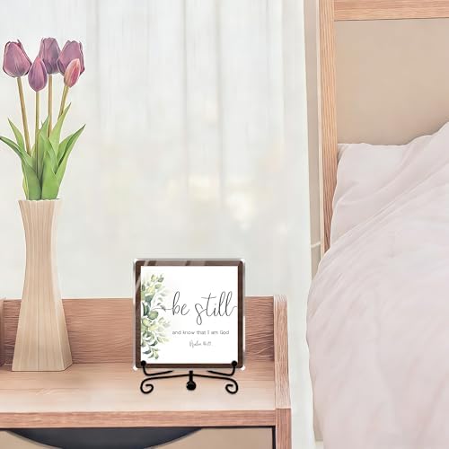 Modern Farmhouse Decor, Home Decor For Living Room, Boho Chic Aesthetic Shelf Decorations, Christian Be Still Acrylic Sign, Farmhouse Entryway Tv Stand Fireplace Coffee Table Decoration (11) - Image 3