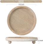 Round Wooden Tray for Decor, Rustic Farmhouse Centerpiece - Image 3