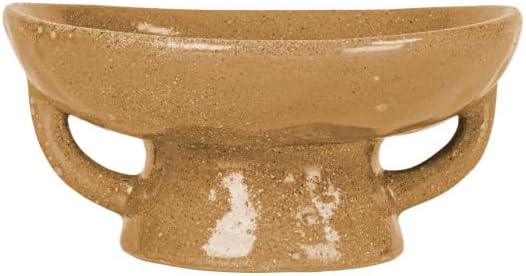 Creative Co-Op Stoneware Footed Pedestal Bowl with Handles, Reactive Glaze, Taupe - Image 3
