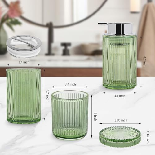 4pcs Green Glass Bathroom Accessories Set - Image 3