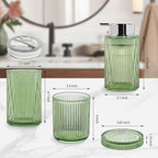 4pcs Green Glass Bathroom Accessories Set - Image 3