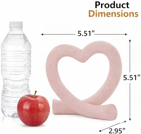 Lescafita Pink Heart Decor Sculpture, Cute Romantic Love Statue Aesthetic Room Decor for Bedroom Desk Shelf Coffee Table, Gift for Her Valentines Birthday - Image 3