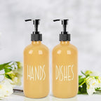 16 oz Glass Soap Dispenser with Pump, Refillable Dish Soap Dispenser for Kitchen Sink, Hand Soap and Lotion Dispenser for Bathroom Countertop, Decorative Kitchen Bathroom Accessories (Yellow) - Image 7