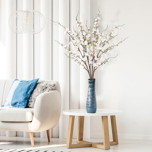 Sggvecsy Artificial Plum Blossom Flowers 4 Pcs Faux Cherry Blossom Stems Faux Silk Plum Blossom Branches 36.2’’ Fake Flowers Long Stems for Vase Arrangements Home Wedding Table Decor (White) - Image 3