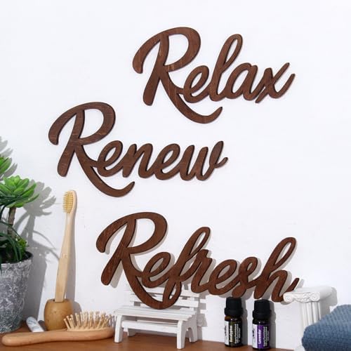 3 Pieces Bathroom Decor Bathroom Wall Art Relax Renew Refresh Sign - Image 6