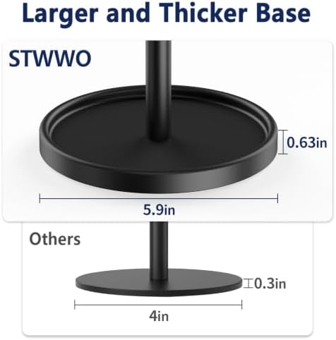 STWWO Hand Towel Holder, Height Adjustable 12.4"-16.7" Towel Stand, Black - Image 3