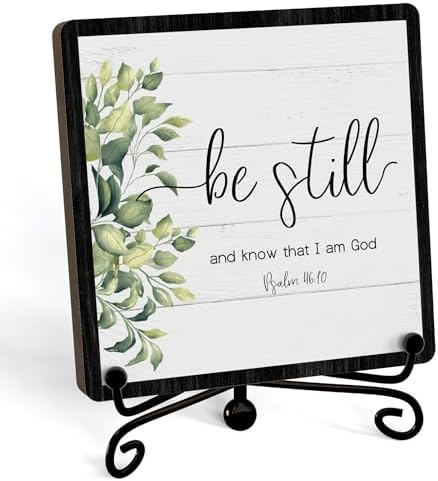 Home Decor, Farmhouse Be Still And Know That I Am God Shelf Decor For Living Room, Christian Gifts For Women Men, Entryway Tv Stand Fireplace Mantle Coffee Table Decoration (Still-12) by JUSITAKEET