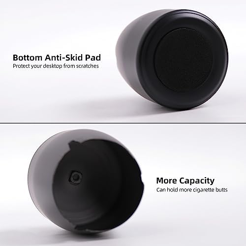 Small Outdoor Ashtray with Lid for Cigarette, Smokeless Stainless Steel Ash Tray, Smell Proof Windproof Ashtrays for Outside Patio Home Office Tabletop, Odorless Car Ashtrays(2.99"x2.68"x2.95") - Image 3