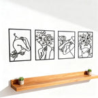 Set of 4 Black Metal Wall Art, Abstract Woman Silhouette Flower Line Art, Modern Minimalist Decor for Living Room Bedroom, Fall Halloween Thanksgiving Christmas Birthday Housewarming Gift for Women by FURUBETA