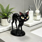 Cynkeyee Halloween Black Cat Statue - 9 in Vintage Mid‑Century Resin - Image 5