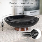 Decorative Marble Bowl Black - Removable Acacia Wood Pedestal - 10" - Image 3