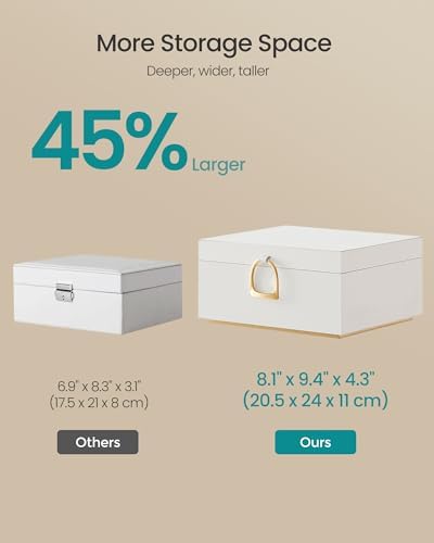 SONGMICS 2-Layer Jewelry Box with Handle, Removable Tray, Floating Effect - Image 4