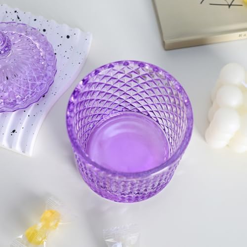 Sizikato Diamond Faceted Glass Candy Jar with Lid, 10oz Purple Decorative Jar, Nut Jar, Dried Fruit Storage Jar. - Image 6