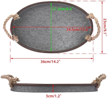 Hipiwe Galvanized Metal Iron Tray Industrial Farmhouse Decor Serving Trays - Image 7