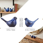 2pcs Small Ceramic Bird Statue and Sculpture for Home Decor Accents,Modern Animal Ornaments for Living Room,Bedroom,Bookshelf,Cabinets,Coffee Table Centerpiece,Cute Knick Knacks for Shelves (Blue) - Image 3