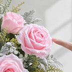 Faux Flowers in Vase Pink Roses Floral Arrangements for Home Decor - Image 4