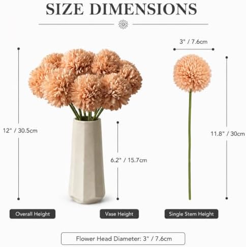 Mandy's 12pcs Artificial Champagne Ball Chrysanthemum Flowers - Image 3