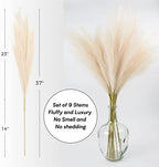 Faux Pampas Grass, 9 PCS 37''/3.1FT Tall Fluffy Fake Pompas Floral, Large Artificial Pompous Grass Branches for Floor Vase Fillers, Boho Farmhouse Room Wedding Decor - Image 3