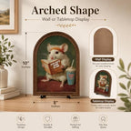 Wooden Tabletop Sign Funny Mouse Decor for Bookshelf Desk Shelf, Vintage Reading Animal Art, Arched Wooden Sign with Stand Decoration, Rustic Home Gym Office Decor - Image 6
