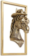 Newinhome Animal Heads Wall Decor (Includes Metal Frame) Resin Animals Sculptures Head Wall Hanging Decoration Gold vintage Wall Sculpture for Living Room Bedroom Office(Horse) by Newinhome
