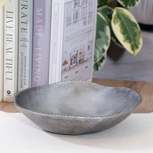 ANDALUCA Rustic Silver Decorative Cast Metal Round Bowl 10 inch (Silver) - Image 5