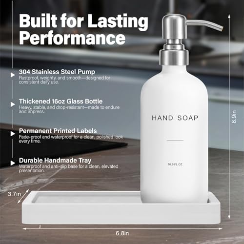 Prus Waso White Soap Dispenser Bathroom Set, Silver & White - Image 2
