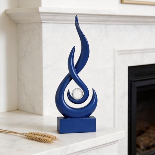Modern Abstract Art Table Decoration,Resin Flame Statue Modern Centerpiece Ornaments for Living Room Great Gift Idea Home Decor,Collectibles (Pure Blue) - Image 6