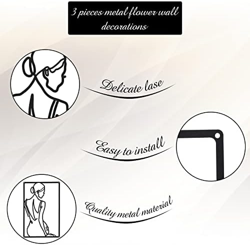 CHENGU 3 Pieces Metal Minimalist Abstract Woman Wall Art Line Drawing Wall Art Decor Single Line Female Home Hanging for Kitchen Bathroom Living Room - Image 6