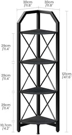 CHOEZON 4-Tier Corner Shelf, Industrial Corner Bookshelf, 47.6" Corner Storage Stand, Plant Stand Display Shelf, Corner Bookcase for Bedroom, Living Room, Home Office, Black TCJ09BB - Image 2