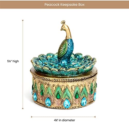Bits and Pieces Peacock Jewelry Box Small Trinket Box - Image 2
