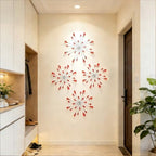 ZEXUIRU 4 Set Silver Starburst Wall Art for Home Decor Metal Bling Crystal Rhinestones Sunburst Wall Decor Sparkling Rhinestone Art Accent -Red 13in/11.8in/9.8in/9.8in - Image 5